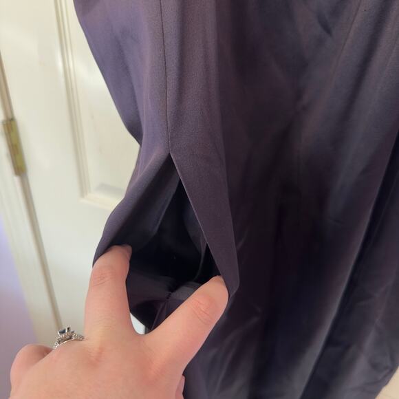 Eileen Fisher 100% Silk Crepe Back Satin Dress Purple Size XL Pockets Elegant - Picture 9 of 10